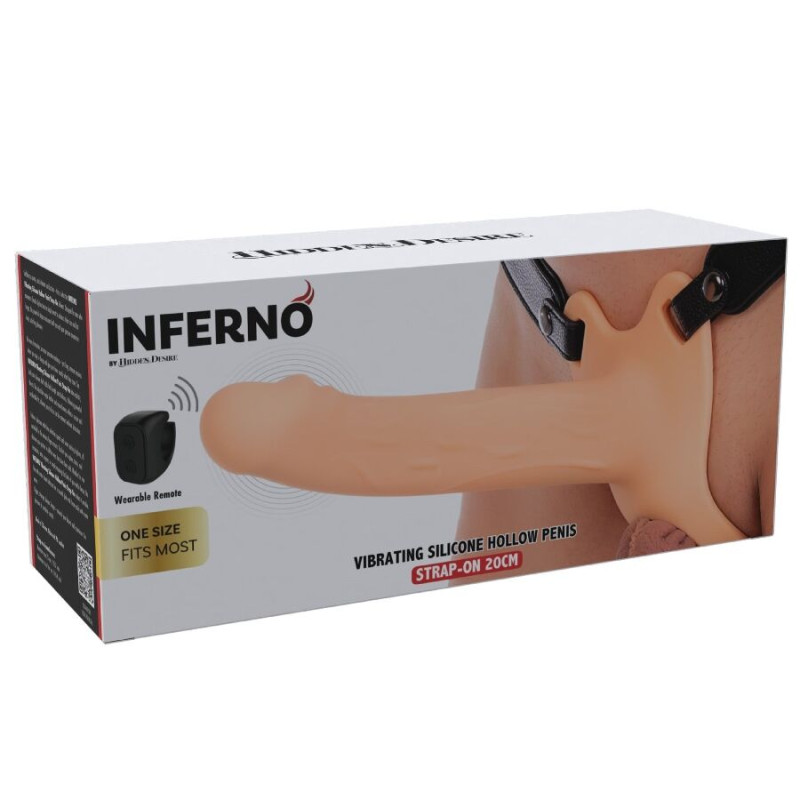 HIDDEN DESIRE - INFERNO MANCHON PÉNIS VIBRANT AVEC STRAP-ON 20 CM