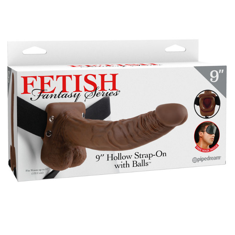 FETISH FANTASY SERIES - SANGLE CREUSE 9 AVEC BOULES 22.9CM MARRON