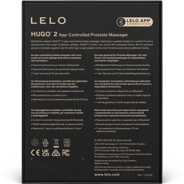 LELO - MASSEUR DE PROSTATE HUGO 2 NOIR