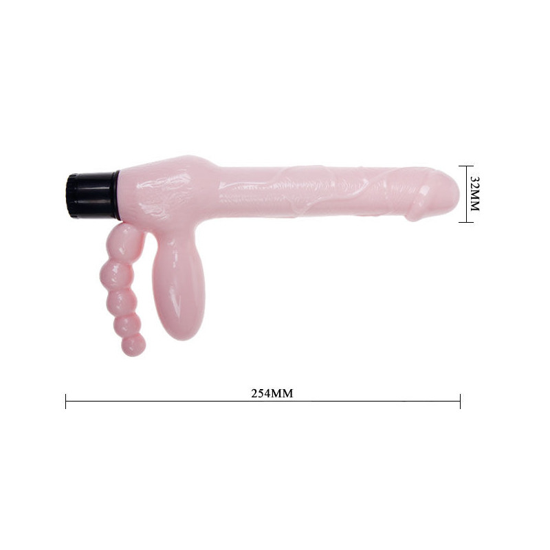 BAILE - HARNAIS SANS CORDE TPR AVEC VIBRATION ET STIMULATION ANAL 25.4 CM