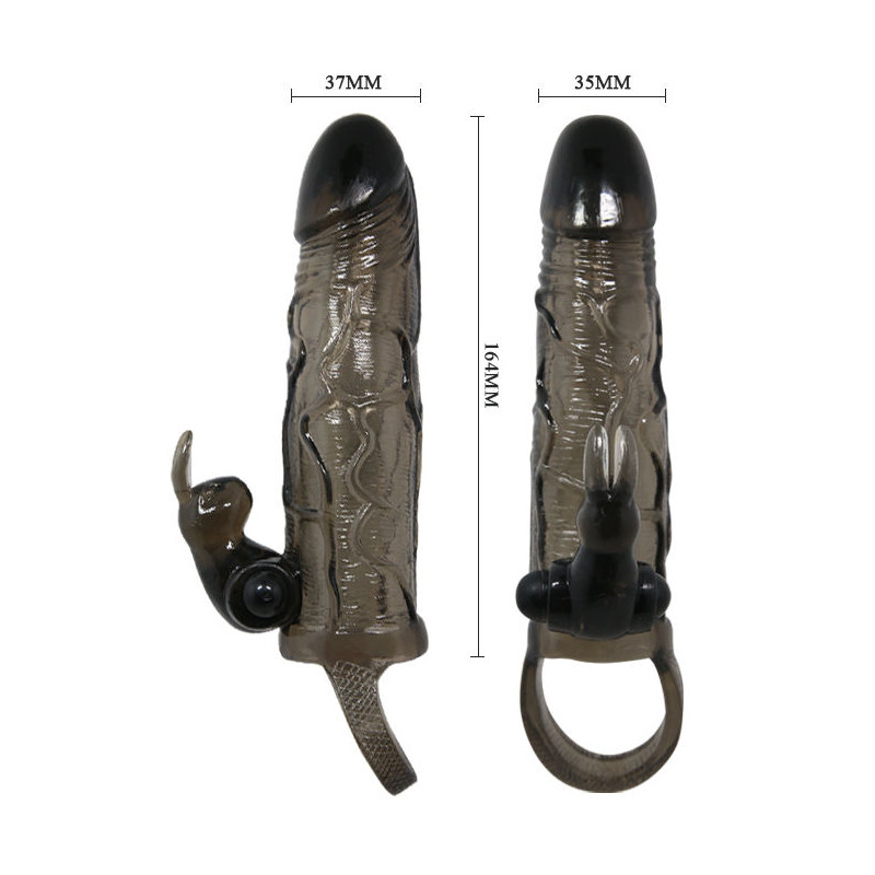 BAILE - COUVRE-PÉNIS BRAVE MAN AVEC LAPIN NOIR 16.5 CM