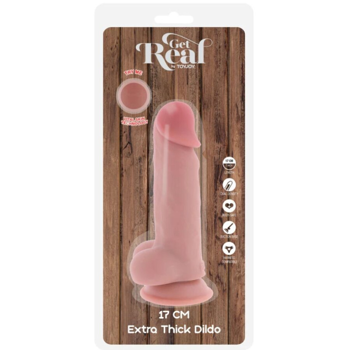 GET REAL - PÉNIS RÉALISTE DE LUXE AVEC TESTICULES EXTRA ÉPAIS DE 17 CM