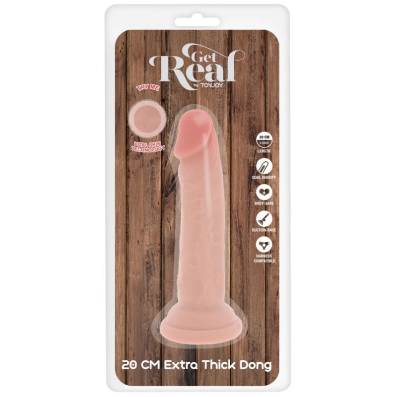 GET REAL - PÉNIS DE LUXE ÉPAIS DOUBLE DENSITÉ EN TPE 20 CM