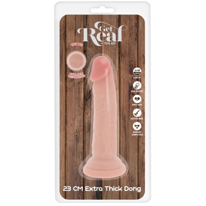 GET REAL - PÉNIS DE LUXE ÉPAIS DOUBLE DENSITÉ EN TPE 23 CM