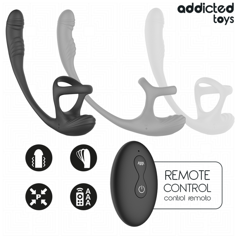 ADDICTED TOYS - PLUG ANAL AVEC VIBRATION, ONDULATION À 360° ET STIMULATEUR DE TESTICULES
