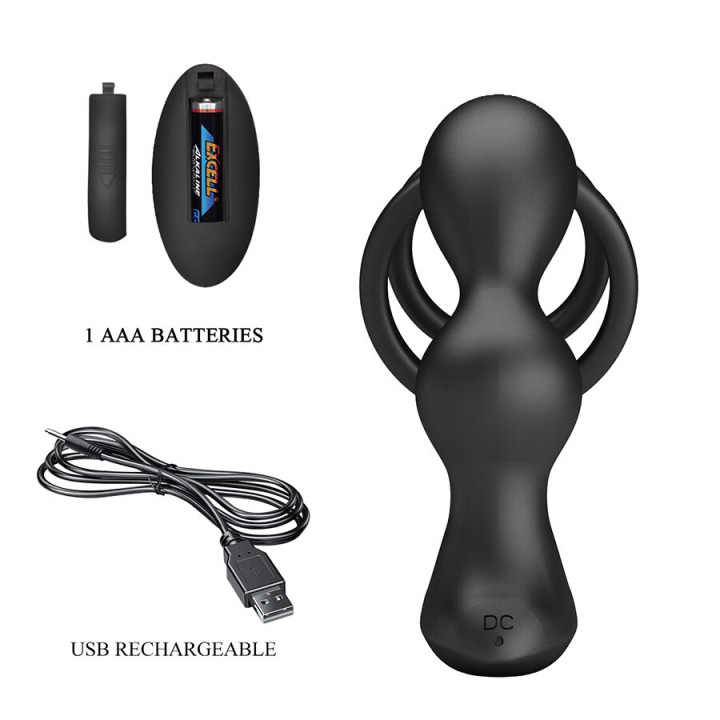 MR PLAY - PLUG ANAL VIBRANT AVEC ANNEAU PÉNIS ET TÉLÉCOMMANDE