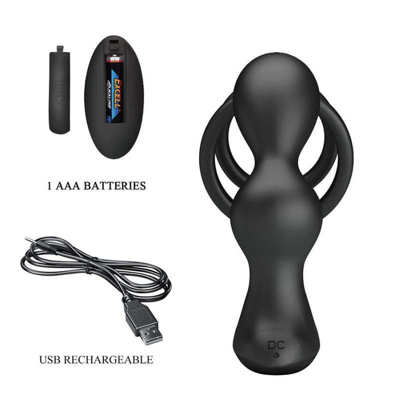 MR PLAY - PLUG ANAL VIBRANT AVEC ANNEAU PÉNIS ET TÉLÉCOMMANDE