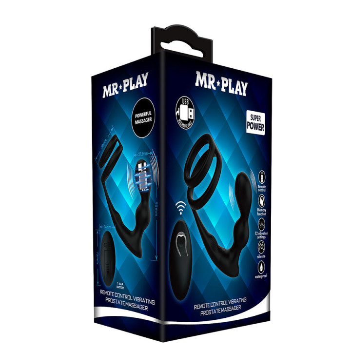 MR PLAY - PLUG ANAL VIBRANT AVEC ANNEAU PÉNIS ET TÉLÉCOMMANDE