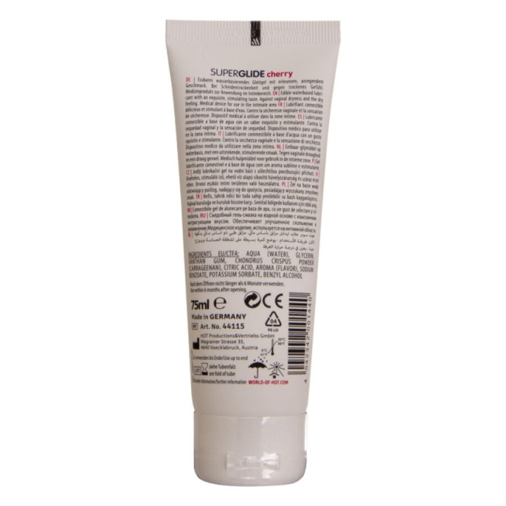 HOT - SUPERGLIDE LUBRIFIANT COMESTIBLE À BASE D'EAU CERISE 75 ML