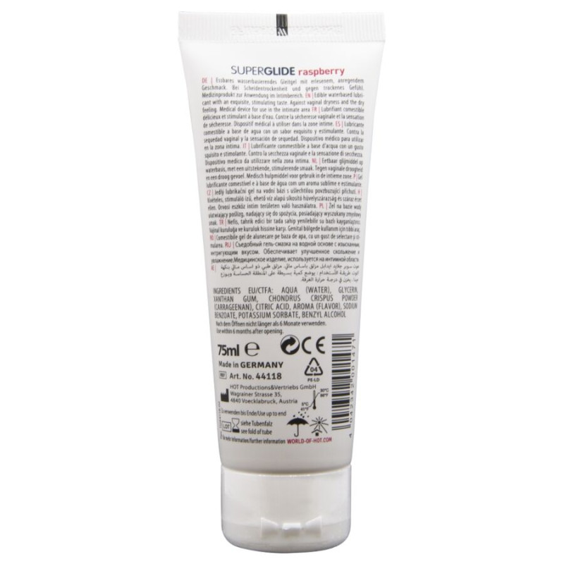 HOT - SUPERGLIDE LUBRIFIANT COMESTIBLE À BASE D'EAU FRAMBOISE 75 ML