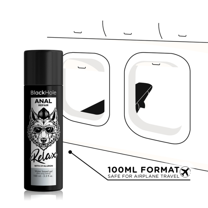 BLACK HOLE - RÉPARATION ANALE RELAX À BASE D'EAU AVEC HYALURON 100 ML