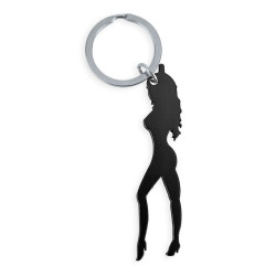 DIABLO PICANTE - PORTE-CLÉS AVEC SILHOUETTE FÉMININE DE COULEUR NOIRE AVEC DÉCAPOTE-BIÈRE