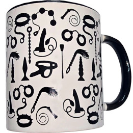 DIABLO PICANTE - TASSE BONDAGE BLANCHE AVEC ANSE NOIRE 370 ML