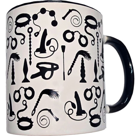 DIABLO PICANTE - TASSE BONDAGE BLANCHE AVEC ANSE NOIRE 370 ML