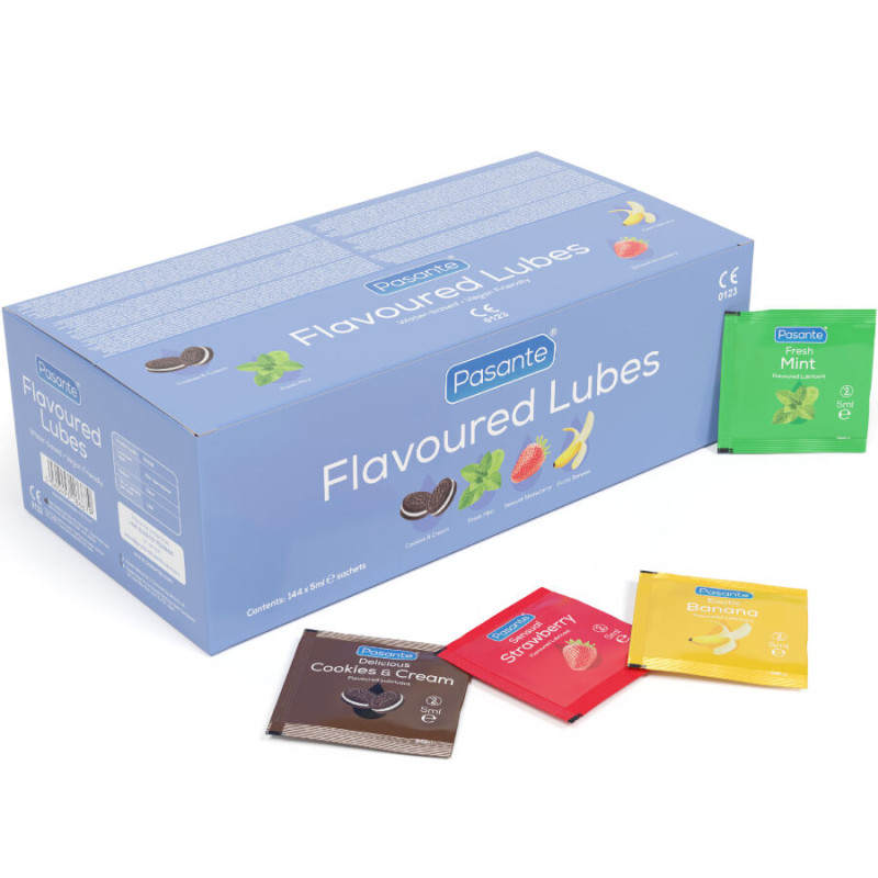 PASANTE - BOÎTE DE LUBRIFIANTS AROMATISÉS 144 UNITÉS 5 ML
