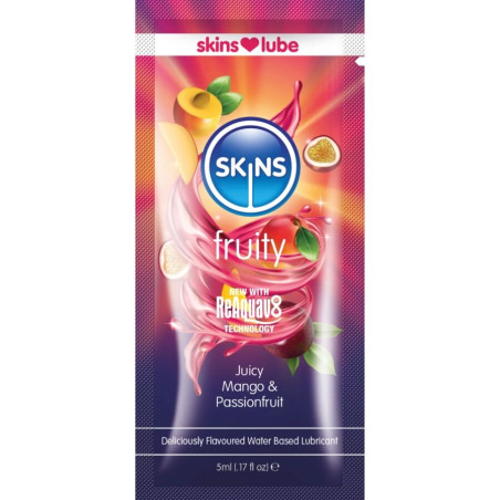 SKINS - LUBRIFIANT FRUITÉ À BASE D'EAU MANGUE ET FRUIT DE LA PASSION DOSE UNIQUE 5 ML