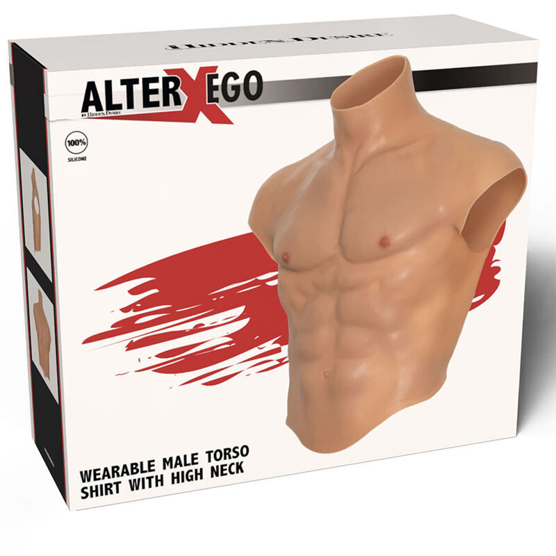 DÉSIR CACHÉ - T-SHIRT TORSE MASCULIN EN SILICONE ALTER EGO AVEC ESTHÉTIQUE DES ABS