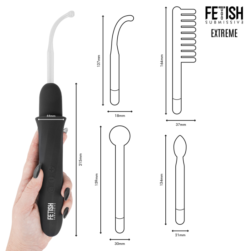 FETISH SUBMISSIVE - VIBRADOR WAND ELECTROESTIMULACIÓN ALTA FRECUENCIA