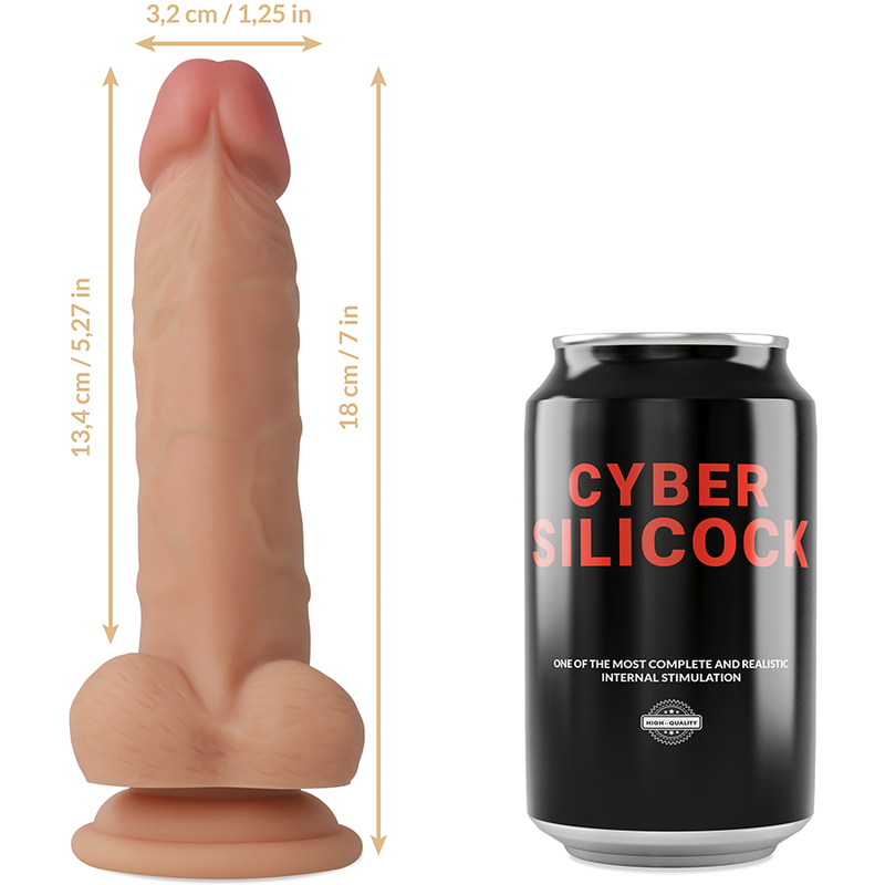 CYBER SILICOCK - STRAP-ON JUDE SILICONE LIQUIDE AVEC 3 ANNEAUX GRATUITS 18 CM -O- 3.2 CM