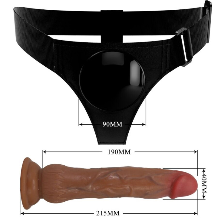 PRETTY LOVE - CULOTTE HARNAIS UNIVERSELLE KYTON AVEC GODE SQUIRTING 19 CM MULATO