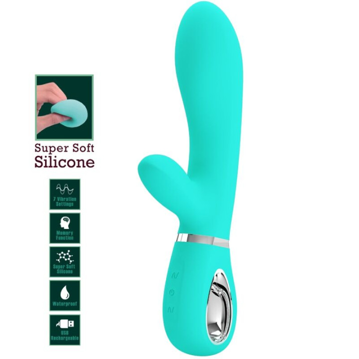 PRETTY LOVE - VIBRATEUR MULTIFONCTION G-SPOT THOMAS VERT AQUA