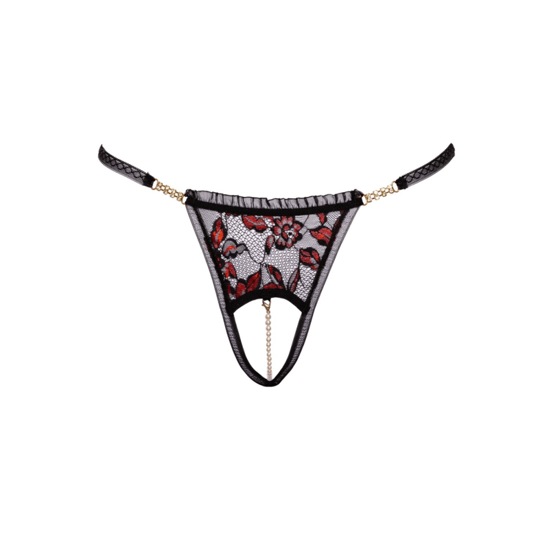 String ouvert dentelle bicolore &amp; perles amovibles - Cottelli
