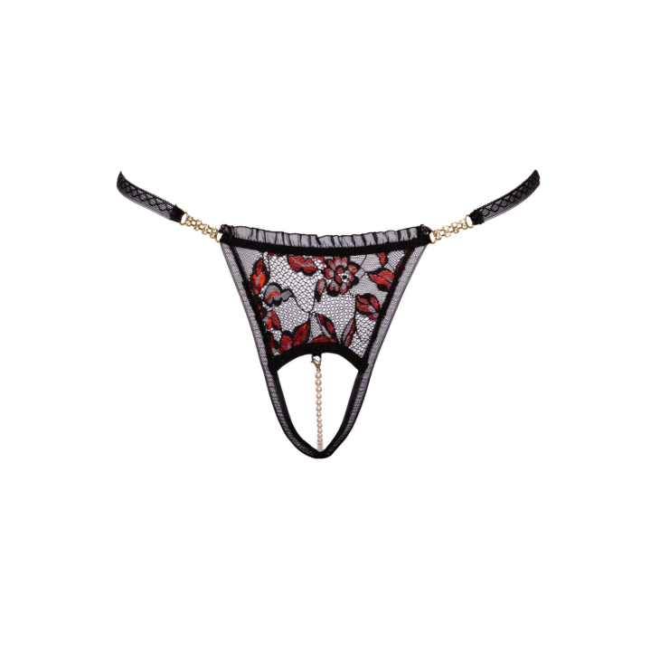 String ouvert dentelle bicolore &amp; perles amovibles - Cottelli
