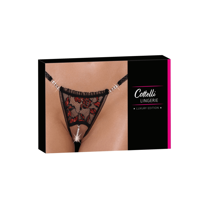 String ouvert dentelle bicolore &amp; perles amovibles - Cottelli