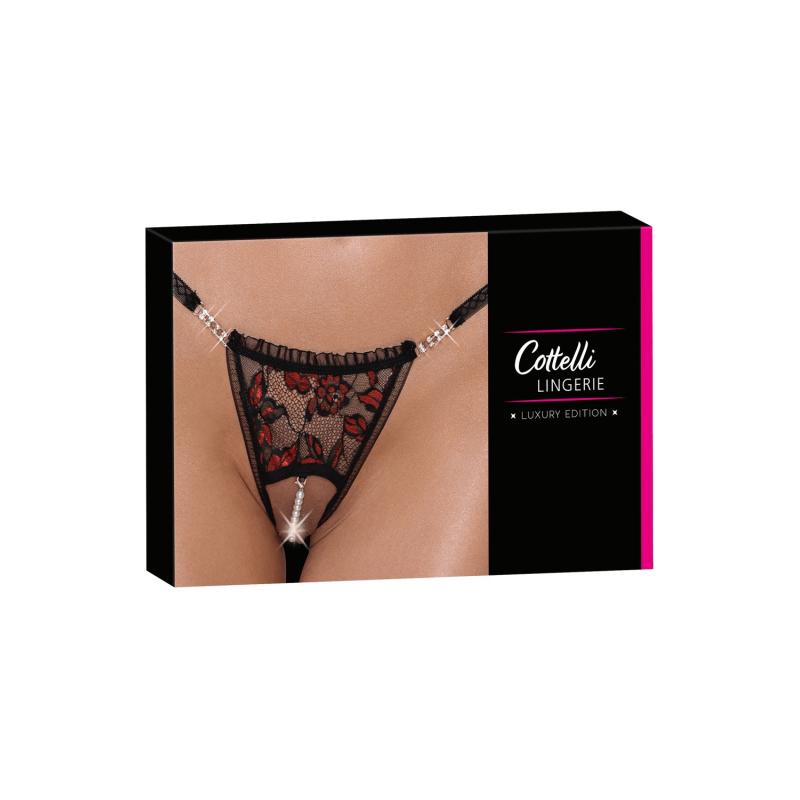 String ouvert dentelle bicolore &amp; perles amovibles - Cottelli