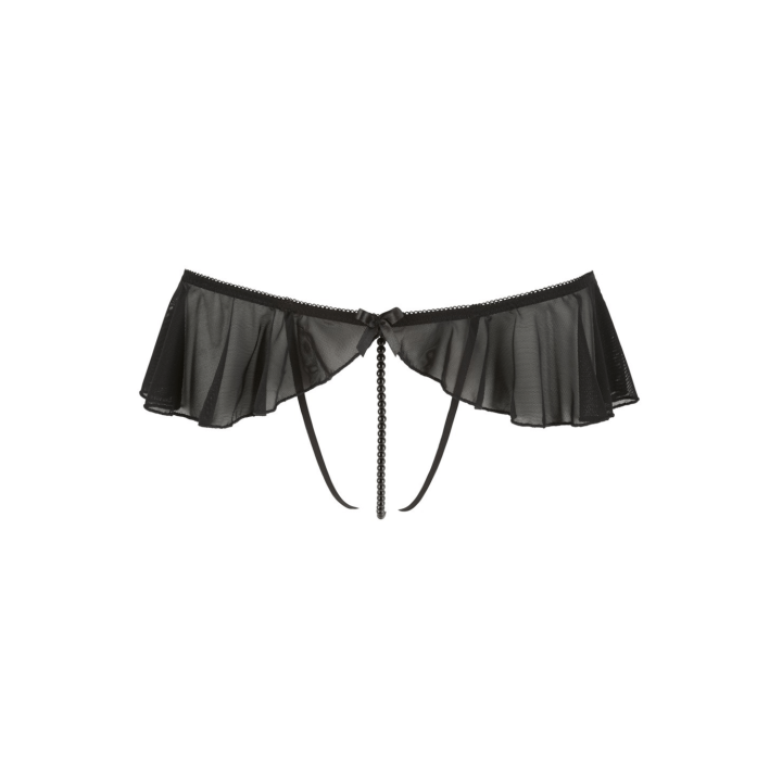 String ouvert à volants &amp; perles noires - Cottelli