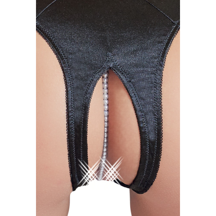 Tanga ouvert en satin avec perles - Cottelli