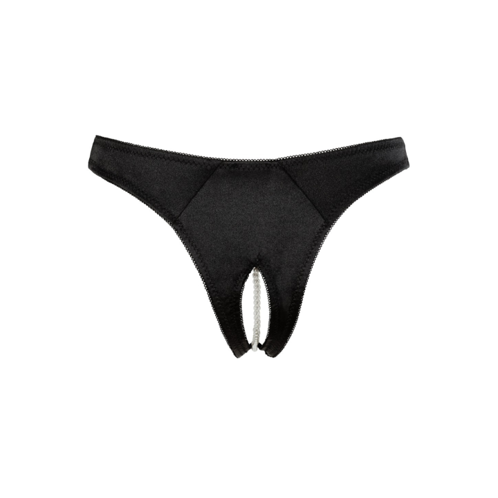 Tanga ouvert en satin avec perles - Cottelli