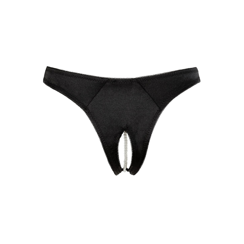 Tanga ouvert en satin avec perles - Cottelli