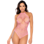 Body rose en résille à motif cœur - Mapalé