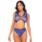 Body en résille bleu avec chaînes dorées - Mapalé