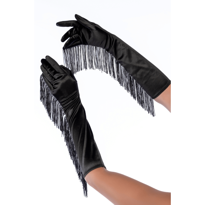 Une paire de gants noirs avec franges - Mapalé