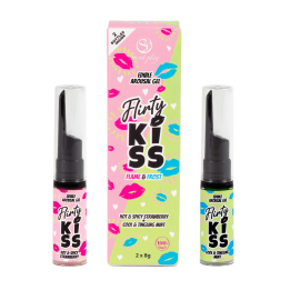 Gels pour Sexe Oral Fraise &amp; Menthe  Flirty Kiss 2×8 gr Secret Play