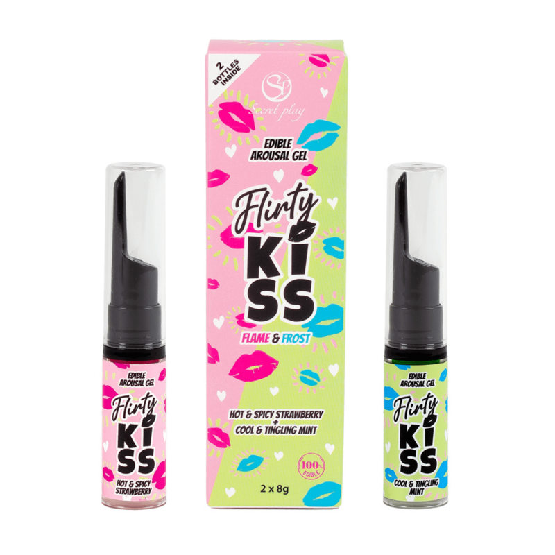 Gels pour Sexe Oral Fraise &amp; Menthe  Flirty Kiss 2×8 gr Secret Play
