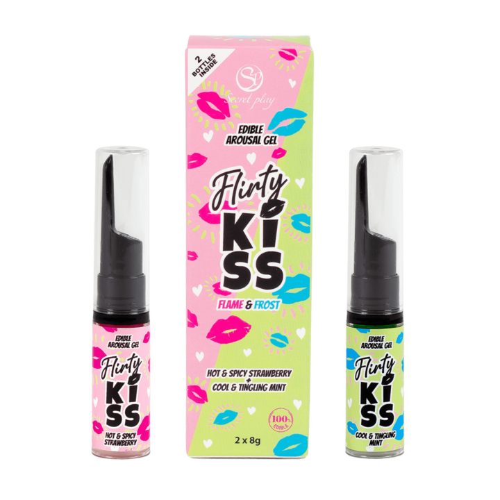 Gels pour Sexe Oral Fraise &amp; Menthe  Flirty Kiss 2×8 gr Secret Play