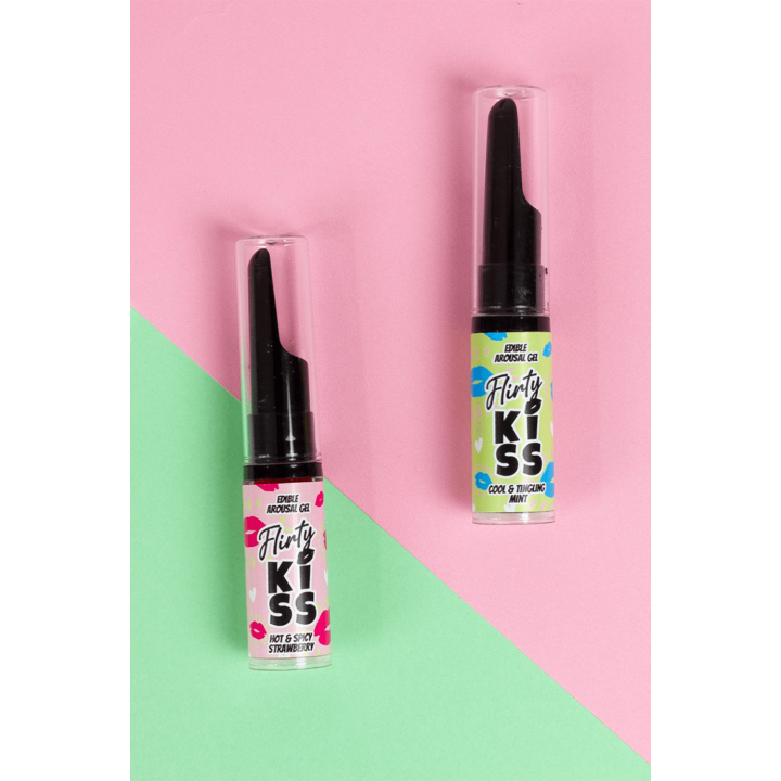 Gels pour Sexe Oral Fraise &amp; Menthe  Flirty Kiss 2×8 gr Secret Play