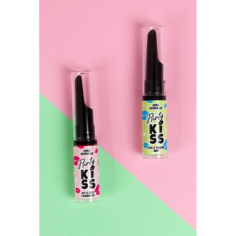 Gels pour Sexe Oral Fraise &amp; Menthe  Flirty Kiss 2×8 gr Secret Play