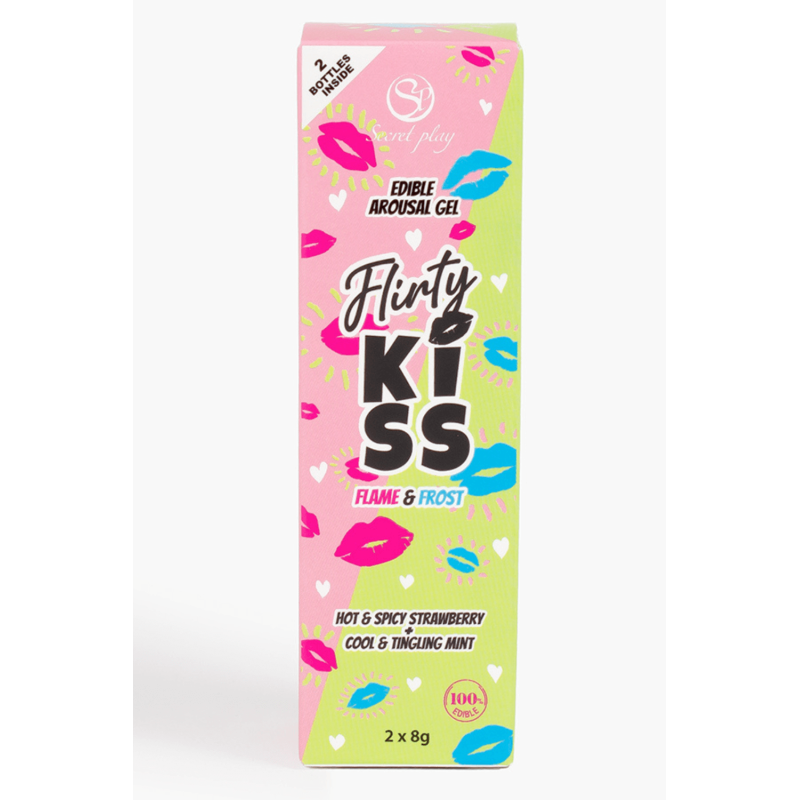 Gels pour Sexe Oral Fraise &amp; Menthe  Flirty Kiss 2×8 gr Secret Play