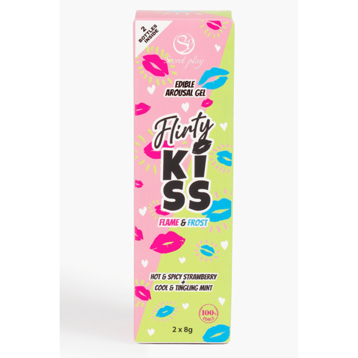 Gels pour Sexe Oral Fraise &amp; Menthe  Flirty Kiss 2×8 gr Secret Play