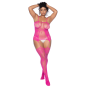 Combinaison grande taille en résille rose