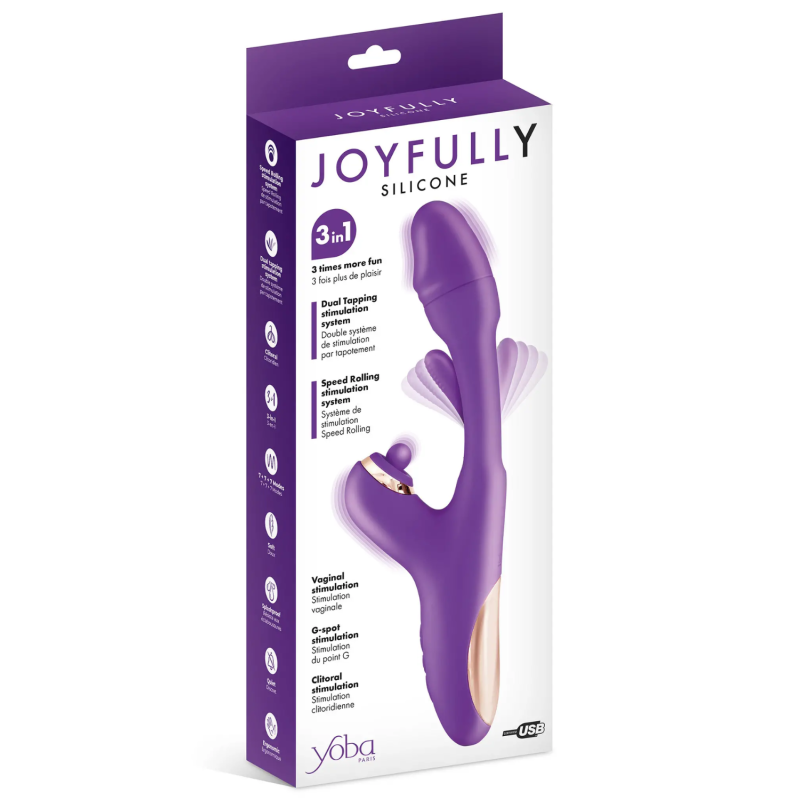 Vibromasseur rabbit 3-en-1 avec tapotements Joyfully
