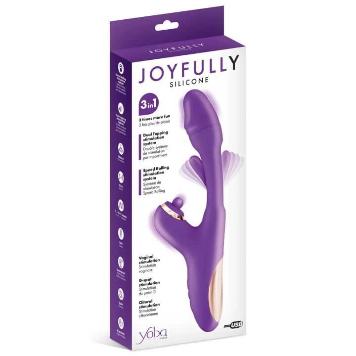 Vibromasseur rabbit 3-en-1 avec tapotements Joyfully