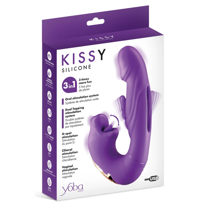 Vibromasseur rabbit 3-en-1 à triple stimulation Kissy