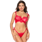 Ensemble sexy 2 pièces en dentelle avec liens à nouer et string