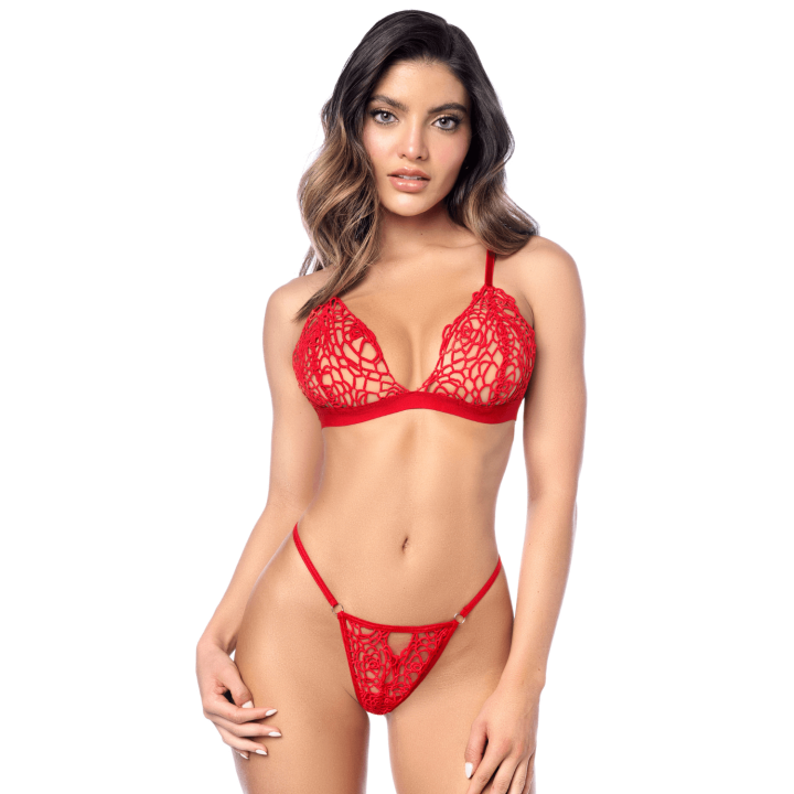 Ensemble sexy 2 pièces en crochet tricoté avec haut ajustable et string