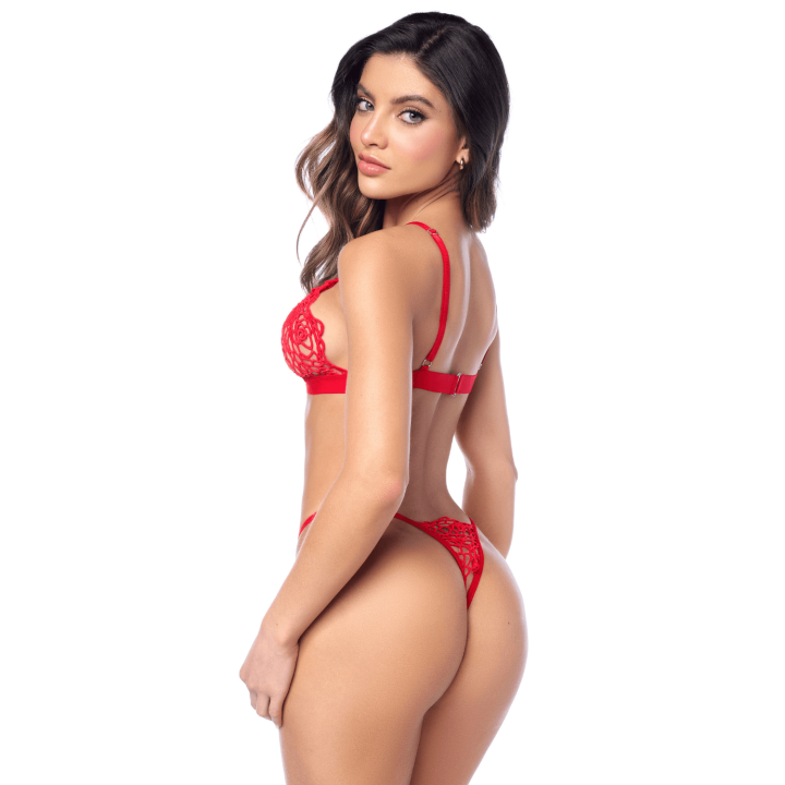 Ensemble sexy 2 pièces en crochet tricoté avec haut ajustable et string